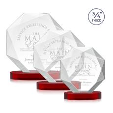 Bradford Red on Alberton Base Crystal Award - Red Crystal Awards