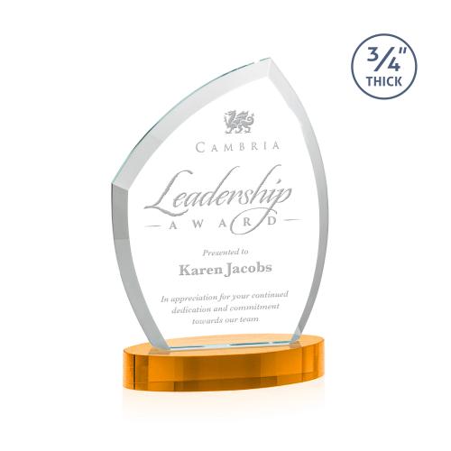 Corporate Awards - Crystal Awards - Daltry Amber on Alberton Base Peak Crystal Award