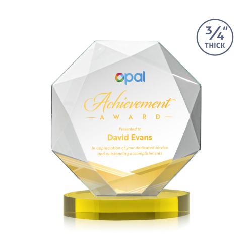 Corporate Awards - Crystal Awards - Bradford Full Color Gold on Alberton Base Crystal Award