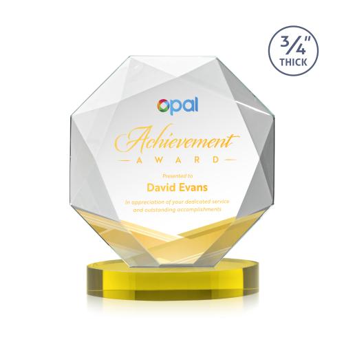 Corporate Awards - Crystal Awards - Bradford Full Color Gold on Alberton Base Crystal Award