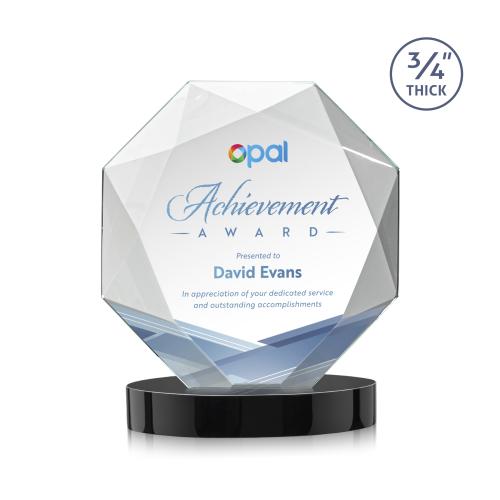 Corporate Awards - Crystal Awards - Bradford Full Color Black on Alberton Base Crystal Award