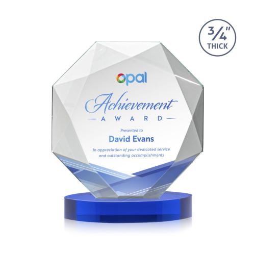 Corporate Awards - Crystal Awards - Bradford Full Color Blue on Alberton Base Crystal Award