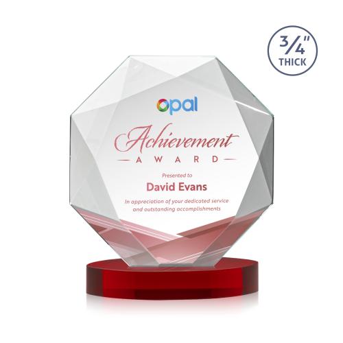 Corporate Awards - Crystal Awards - Bradford Full Color Red on Alberton Base Crystal Award