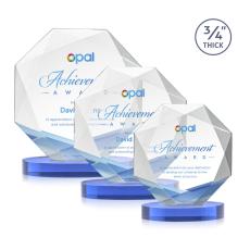 Bradford Full Color Sky Blue on Alberton Base Crystal Award - Corporate Awards