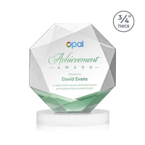 Corporate Awards - Crystal Awards - Bradford Full Color White on Alberton Base Crystal Award
