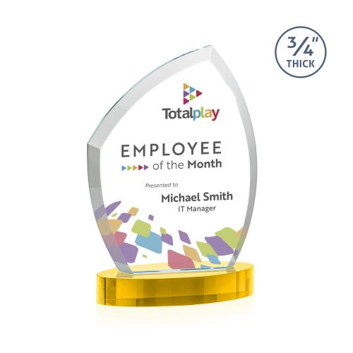 Corporate Awards - Crystal Awards - Daltry Full Color Gold on Alberton Base Peak Crystal Award