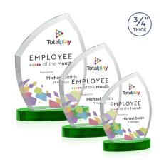 Daltry Full Color Green on Alberton Base Abstract / Misc Crystal Award - Newest Additions