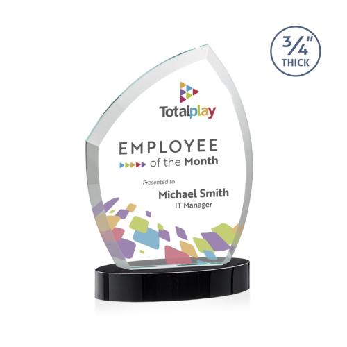 Corporate Awards - Crystal Awards - Daltry Full Color Black on Alberton Base Abstract / Misc Crystal Award