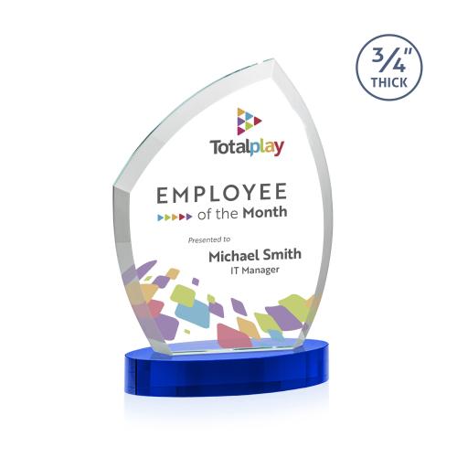 Corporate Awards - Crystal Awards - Daltry Full Color Blue on Alberton Base Peak Crystal Award