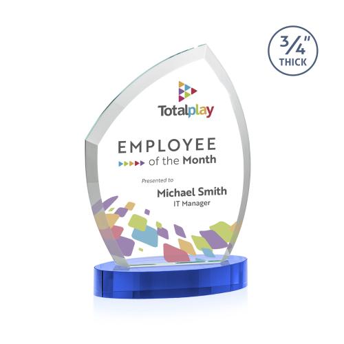 Corporate Awards - Crystal Awards - Daltry Full Color Sky Blue on Alberton Base Peak Crystal Award