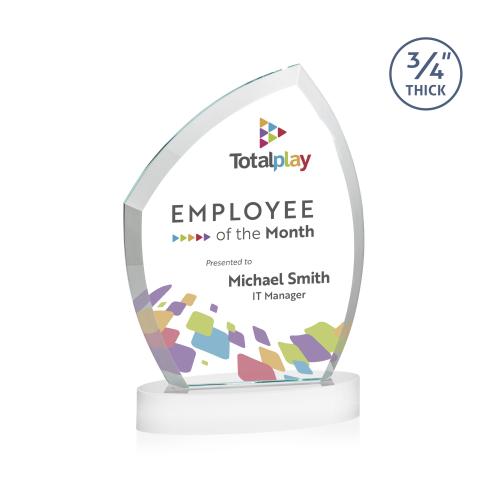 Corporate Awards - Crystal Awards - Daltry Full Color White on Alberton Base Abstract / Misc Crystal Award