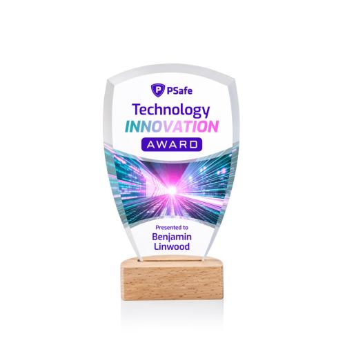 Corporate Awards - Crystal Awards - Hendrick Full Color Arch & Crescent Crystal Award