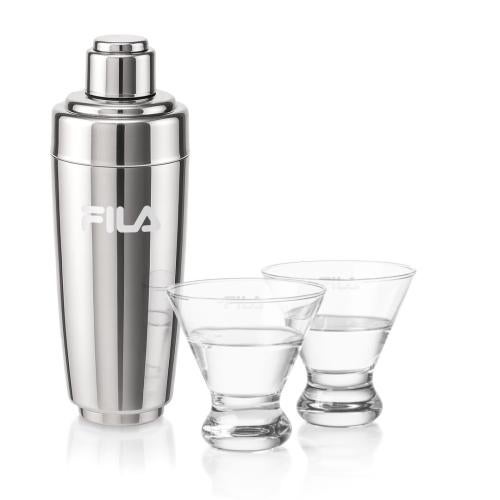 Corporate Recognition Gifts - Etched Barware - Pescara Shaker & Brisbane Martini Set