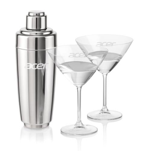 Corporate Recognition Gifts - Etched Barware - Pescara Shaker & Coleford Martini Set