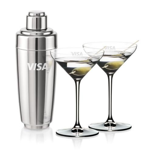 Corporate Recognition Gifts - Etched Barware - Pescara Shaker & RIEDEL Martini Set