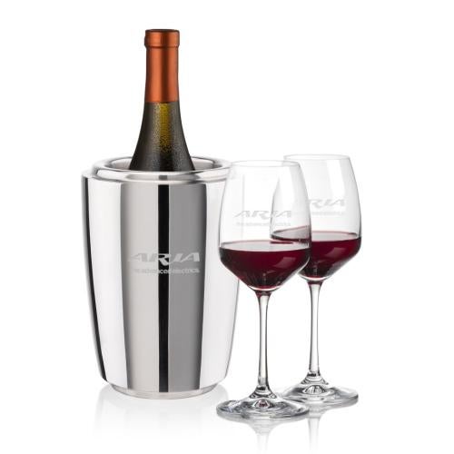 Corporate Recognition Gifts - Etched Barware - Pescara Wine Cooler & Oldham Wine Set
