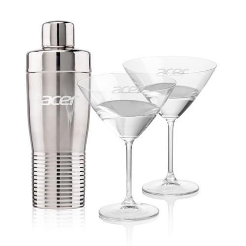 Corporate Recognition Gifts - Etched Barware - Genoa Shaker & Coleford Martini Set