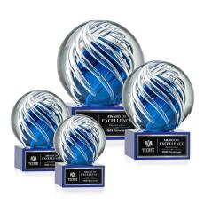 Genista Blue on Hancock Base Spheres Glass Award - Modern Awards