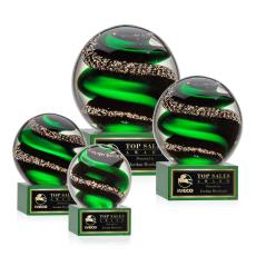 Zodiac Green on Hancock Base Spheres Glass Award - Corporate Awards