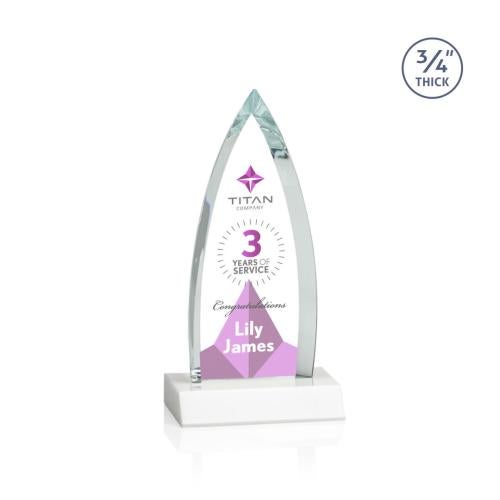 Corporate Awards - Full Color Awards - Shildon Full Color White Arch & Crescent Crystal Award