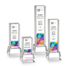 Robson Full Color Clear on Base Obelisk Crystal Award - Corporate Awards