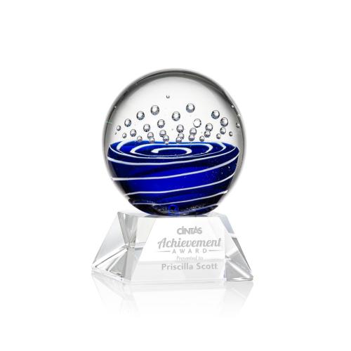 Corporate Awards - Glass Awards - Art Glass Awards - Tranquility Clear on Sheffield Base Spheres Glass Award