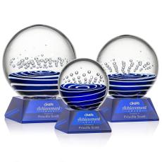 Tranquility Blue on Sheffield Base Spheres Glass Award - Modern Awards