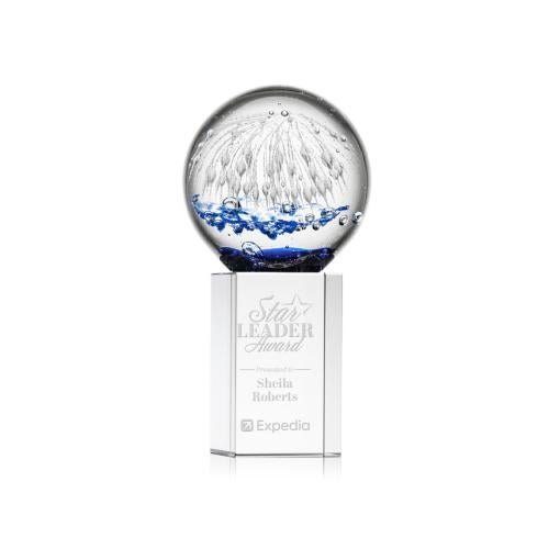 Corporate Awards - Glass Awards - Art Glass Awards - Starburst Clear on Dakota Base Spheres Glass Award