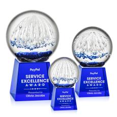 Starburst Blue on Fortino Base Spheres Glass Award - Glass Awards