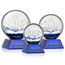 Starburst Blue on Sheffield Base Spheres Glass Award - Newest Additions