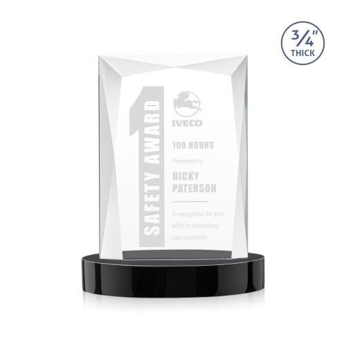 Corporate Awards - Crystal Awards - Messina Black on Alberton Base Rectangle Crystal Award