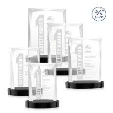 Messina Black on Alberton Base Rectangle Crystal Award - Corporate Awards