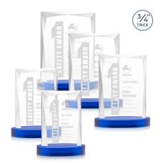 Messina Blue on Alberton Base Rectangle Crystal Award - Corporate Awards