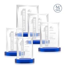 Messina Blue on Alberton Base Rectangle Crystal Award - Newest Additions