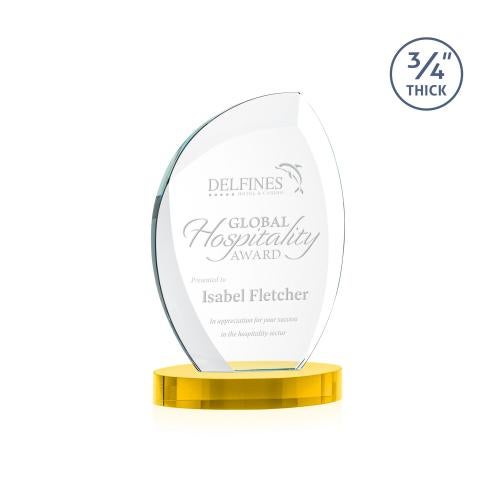 Corporate Awards - Crystal Awards - Wichita Gold on Alberton Base Flame Crystal Award