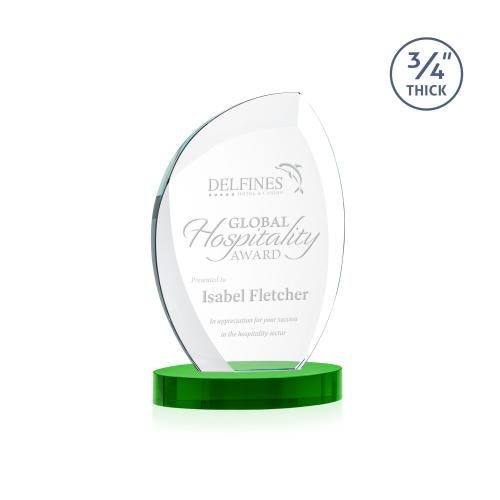 Corporate Awards - Crystal Awards - Wichita Green on Alberton Base Peak Crystal Award