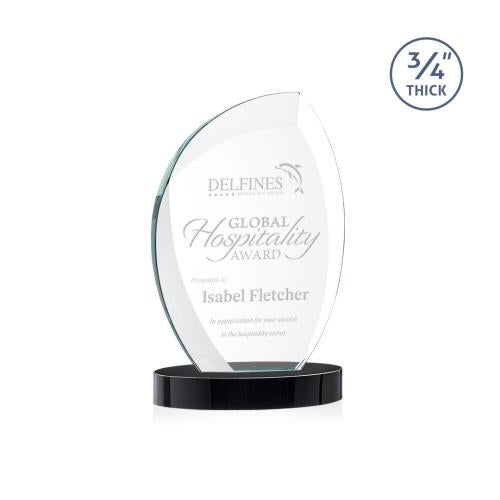 Corporate Awards - Crystal Awards - Wichita Black on Alberton Base Flame Crystal Award