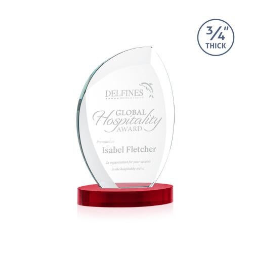 Corporate Awards - Crystal Awards - Wichita Red on Alberton Base Flame Crystal Award