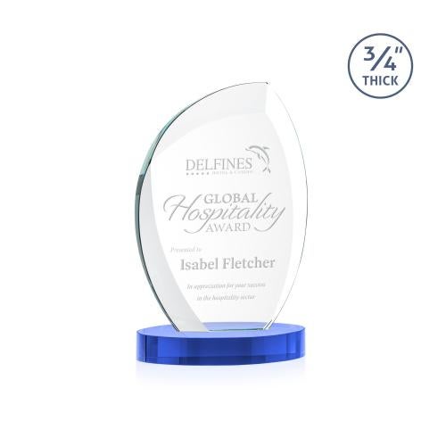 Corporate Awards - Crystal Awards - Wichita Sky Blue on Alberton Base Peak Crystal Award