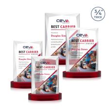 Messina Full Color Red on Alberton Rectangle Crystal Award - Red Crystal Awards