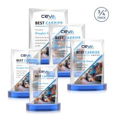 Messina Full Color Sky Blue on Alberton Base Rectangle Crystal Award - Newest Additions