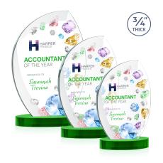 Wichita Full Color Green on Alberton Base Flame Crystal Award - Crystal Flame Awards