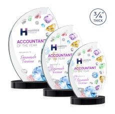 Wichita Full Color Black on Alberton Base Flame Crystal Award - Crystal Flame Awards