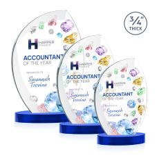 Wichita Full Color Blue on Alberton Base Flame Crystal Award - Crystal Flame Awards