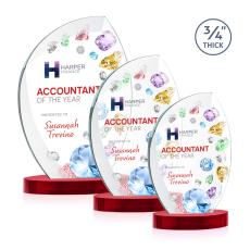 Wichita Full Color Red on Alberton Base Flame Crystal Award - Corporate Awards