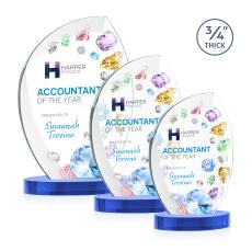 Wichita Full Color Sky Blue on Alberton Base Flame Crystal Award - Crystal Flame Awards