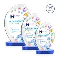 Wichita Full Color Sky Blue on Alberton Base Flame Crystal Award - Corporate Awards