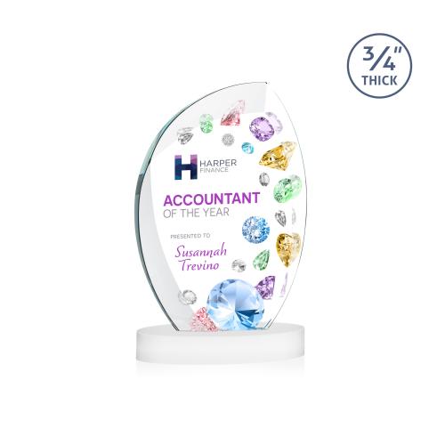 Corporate Awards - Crystal Awards - Wichita Full Color White on Alberton Base Peak Crystal Award