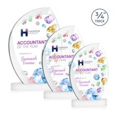 Wichita Full Color White on Alberton Base Flame Crystal Award - Corporate Awards