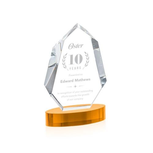 Corporate Awards - Crystal Awards - Norwood Amber on Alberton Base Crystal Award